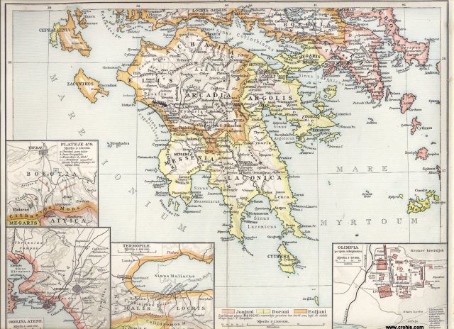 Antička Grčka, južni dio. Termopile. Okolina Atene. Olimpija. Plateje.