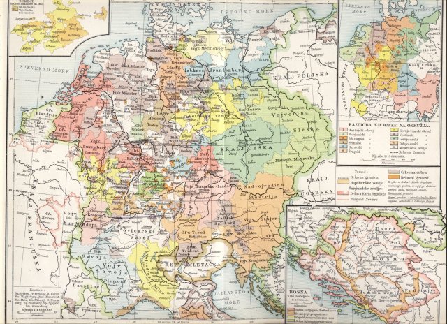 Njemačka i gornja Italija u 15. stoljeću (1477.). Bosna do propasti svoje (1463.).Vetinske zemlje 1485. Razdioba Njemačke na okružja.