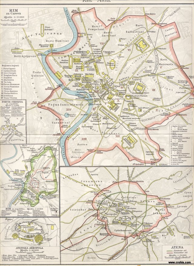 Rim. Atena. Rima za republike. Rim za careva. Akropola. Forum i okolina za republike.