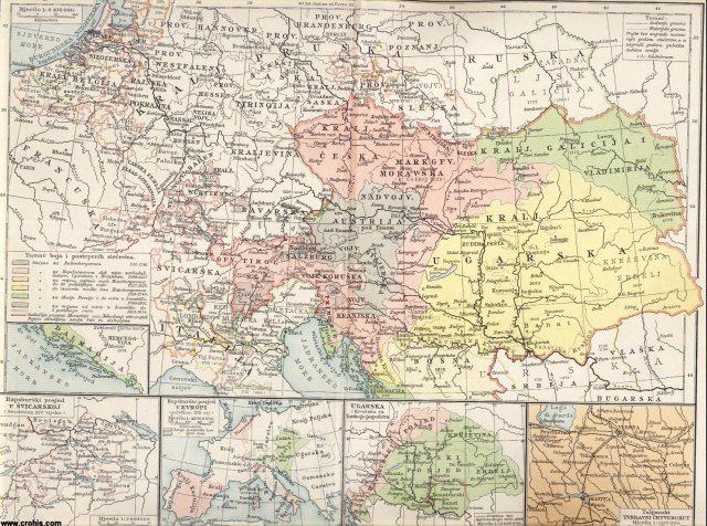 Razvitak Austrougarske monarhije; Habsburški posjedi u Švicarskoj; Habsburški posjedi u Evropi u 17. st.; Ugarska i Hrvatska za turskog gospodstva; Talijanski tvrđavni četverokut.