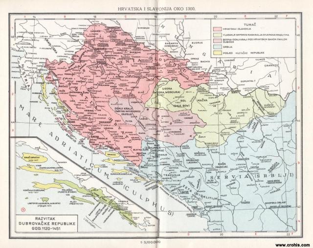 Hrvatska i Slavonija oko 1300.; Razvitak Dubrovačka republike od 1120. - 1451.