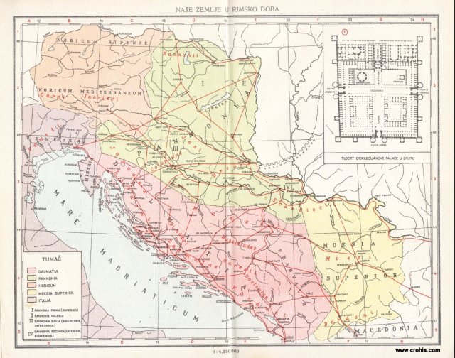 Hrvatska i okolne zemlje ("Naše zemlje") u rimsko doba; Tlocrt Dioklecijanove palače 