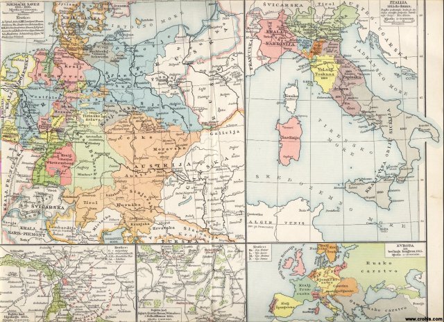 Njemačka 1815. - 1866.; Italija 1815. do početka 20. st.; Europa 1815.; Lipsko; Ligny; Quatre - Bras; Waterloo; Belle Alliance.