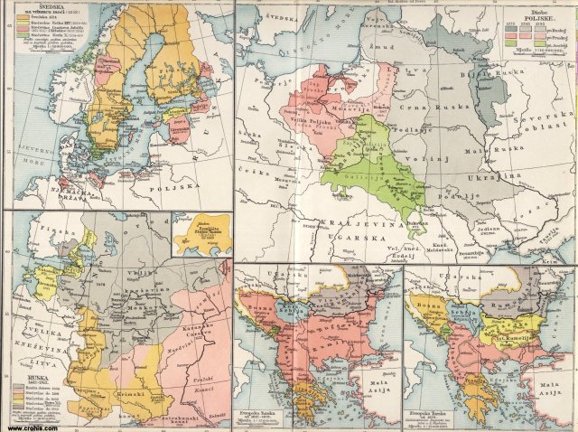 Švedska, Rusija, Poljska, Istočno pitanje; Švedska na vrhuncu moći (1658.); Rusija 1462. - 1762.; Diobe Poljske; Europska Turska 1812. - 1878.; Europska Turska od 1878.