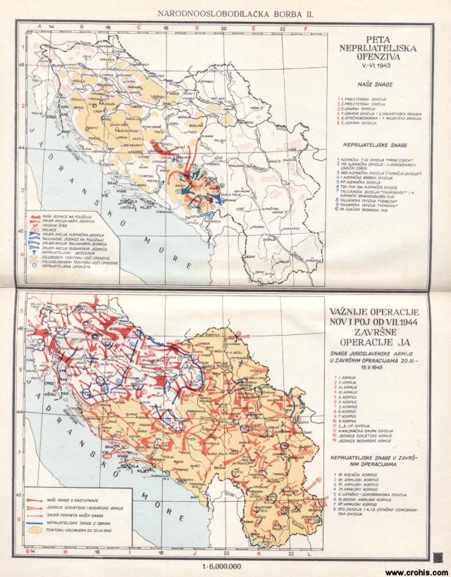 Peta neprijateljska ofenziva V. - VI. 1943.; Važnije operacije NOV i POJ od VII. 1944., Završne operacije JA