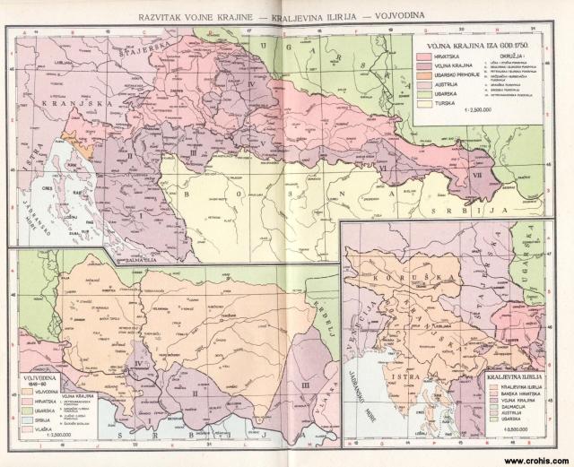 Vojna krajina iza godine 1750.; Vojvodina 1849. - 1860.; Kraljevina Ilirija 