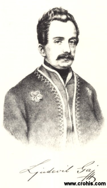 Ljudevit Gaj (1809. - 1872.), utemeljitelj hrvatskog preporodnog pokreta.