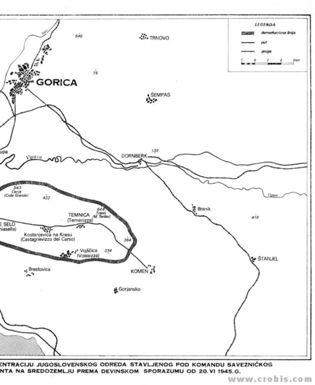 Područje koncentracije jugoslaveskog odreda po devinskom sporazumu od 20. 6. 1945. 1. dio