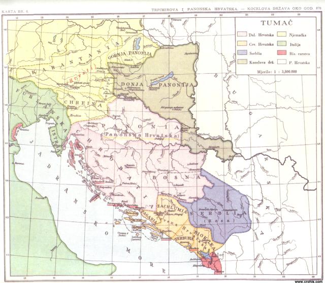 Trpimirova i Panonska Hrvatska, Kocelova država oko god. 870.
