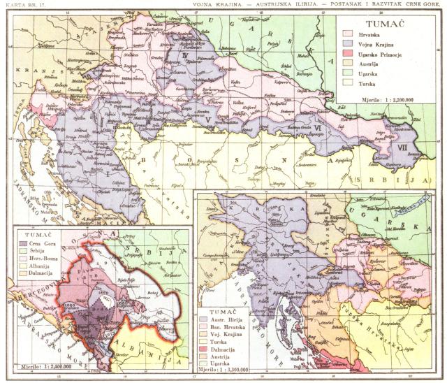 Vojna Krajina, Austrijska Ilirija, Postanak i razvitak Crne Gore