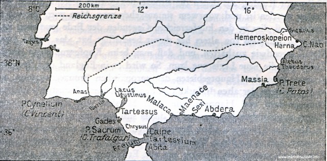 Područje Tartesa na jugu Španjolske s okolnim feničkim naseljima. 