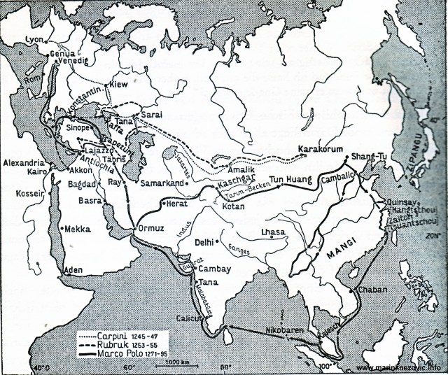 Kopneni i pomorski promet prema istočnoj Aziji u mongolsko doba.