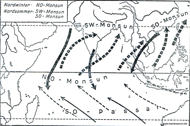 Sjeveroistočni i jugozapadni monsuni u Indijskom oceanu.