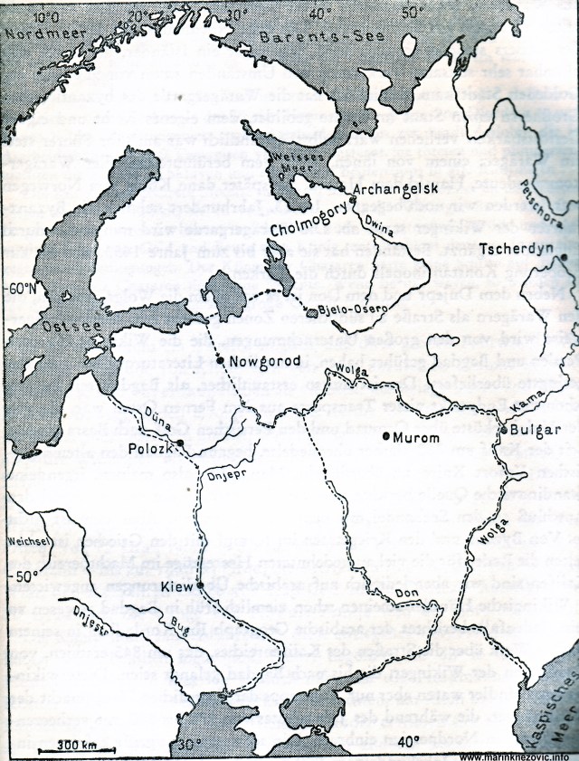 Putovi prodora Vikinga u Rusiju.
