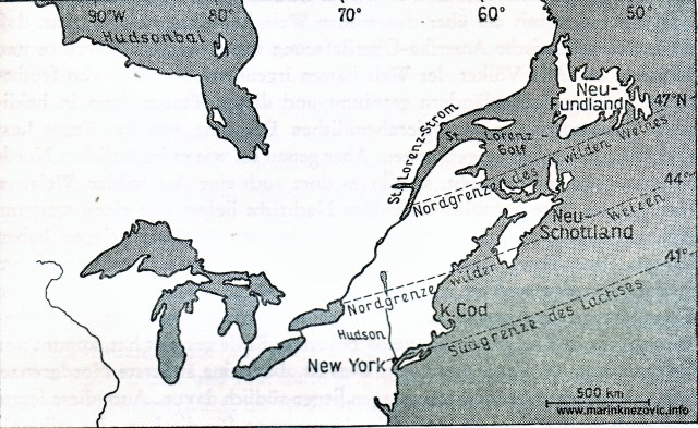 Mogući prostor "Vinlanda" obzirom na sjeverne granice divlje pšenice i divlje loze.