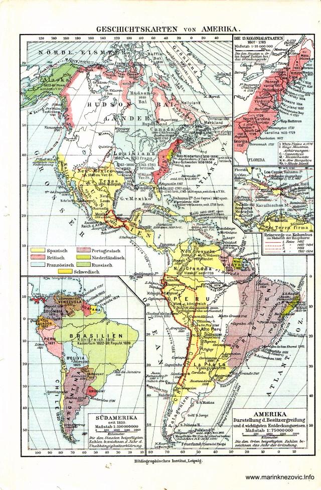 Povijesne karte Amerika / Geschitskarten von Amerika