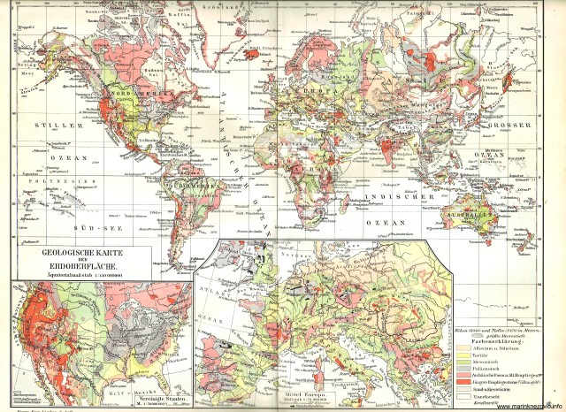 Geološka karta zemljine površine / Geologische Karte der Erdoberfläche