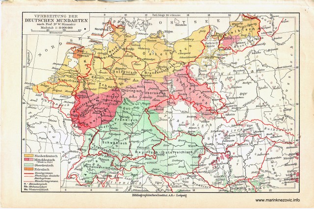 Proširenost njemačkih narječja / Verbreitung der deutschen Mundarten