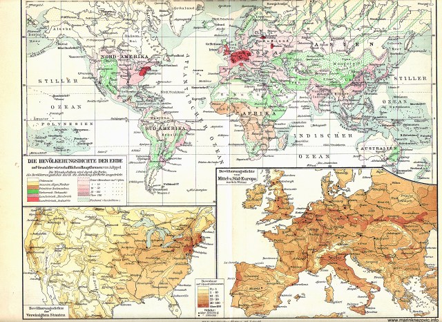 Die Bevölkerungsdichte der Erde / Gustoća naseljenosti svijeta
