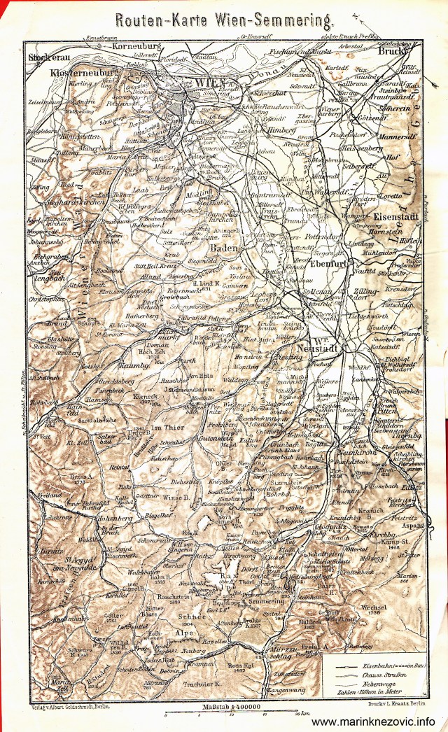 Routen - Karte Wien - Semmering / Cestovna karta Beč - Semmering