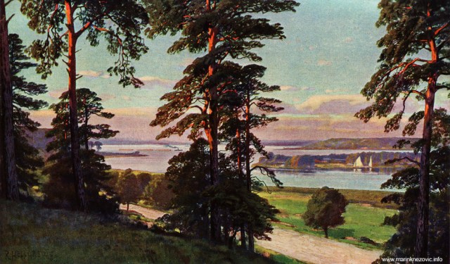 Pogled na rijeku Havel i otok Lindwerder / Blick von den Havelbergen des Grunwaldes auf die Havel bei Insel Lindwerder