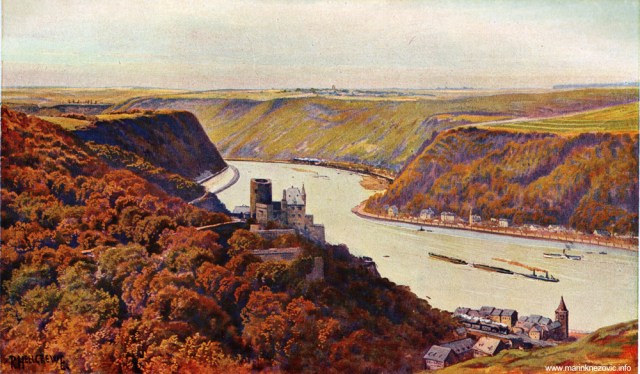 Rajna kod Sv. Goarhausena i dvorac Katz / Der Rhein bei St. Goarhausen und Burg Katz