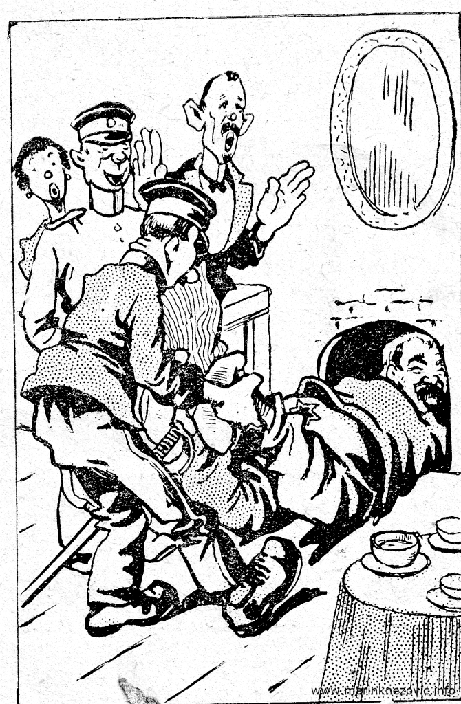 Ilustracije iz satirične brošure (Milana Dobrovoljca)Žmigavca i Sergeja Mironovića Golovčenka "Pesme i kipi o prezidentu Stipi", Narodno kolo, Zagreb 1925. (?)