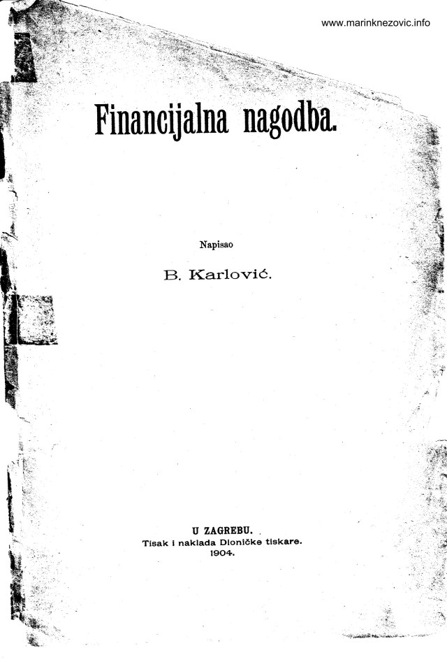B. Karlović, Financijalna nagodba