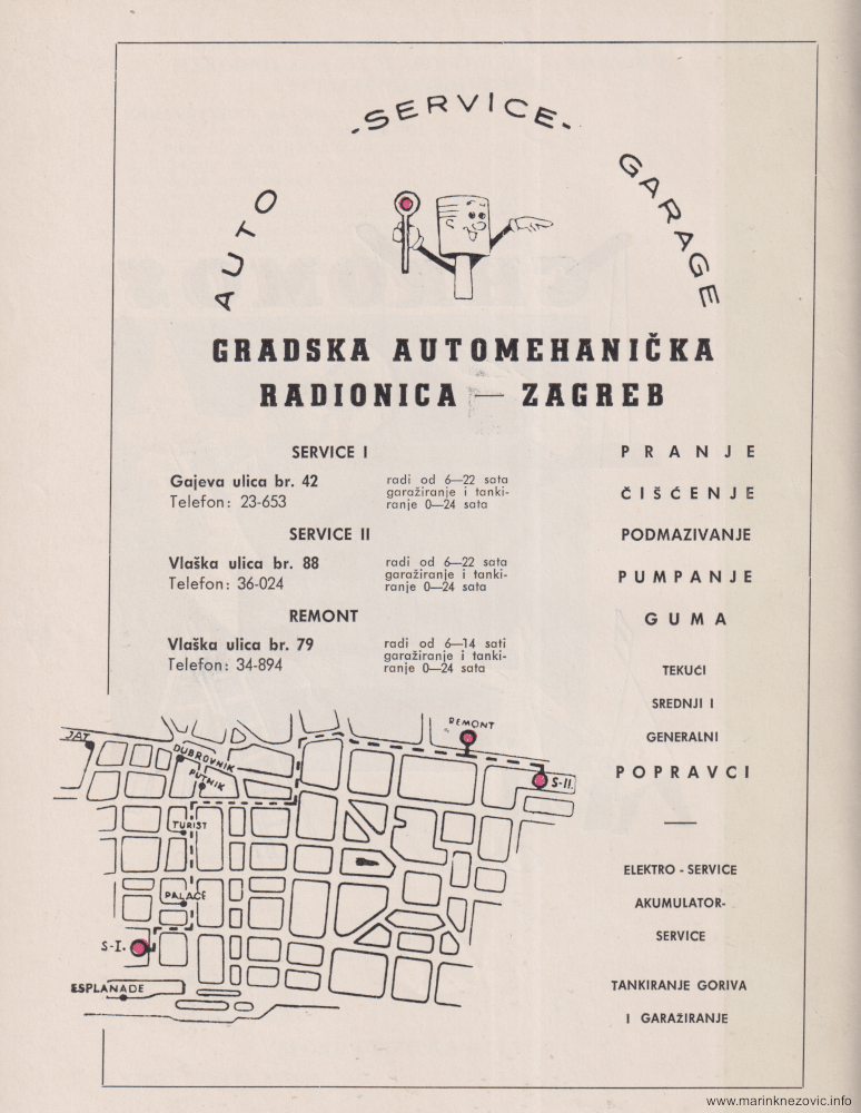 Reklama za Gradsku automehaničku radionicu Zagreb iz 1953.