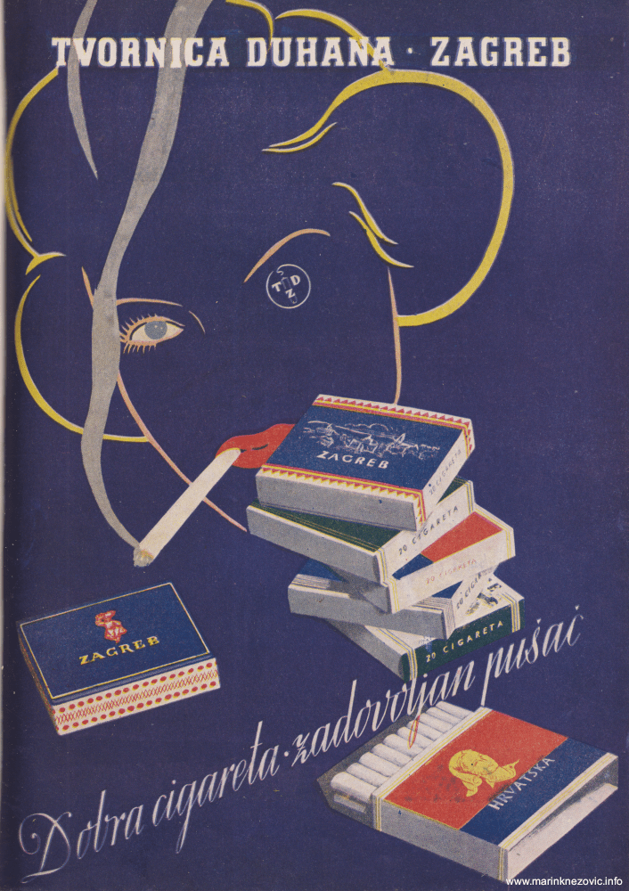 Reklama za Tvornicu duhana Zagreb iz 1953.