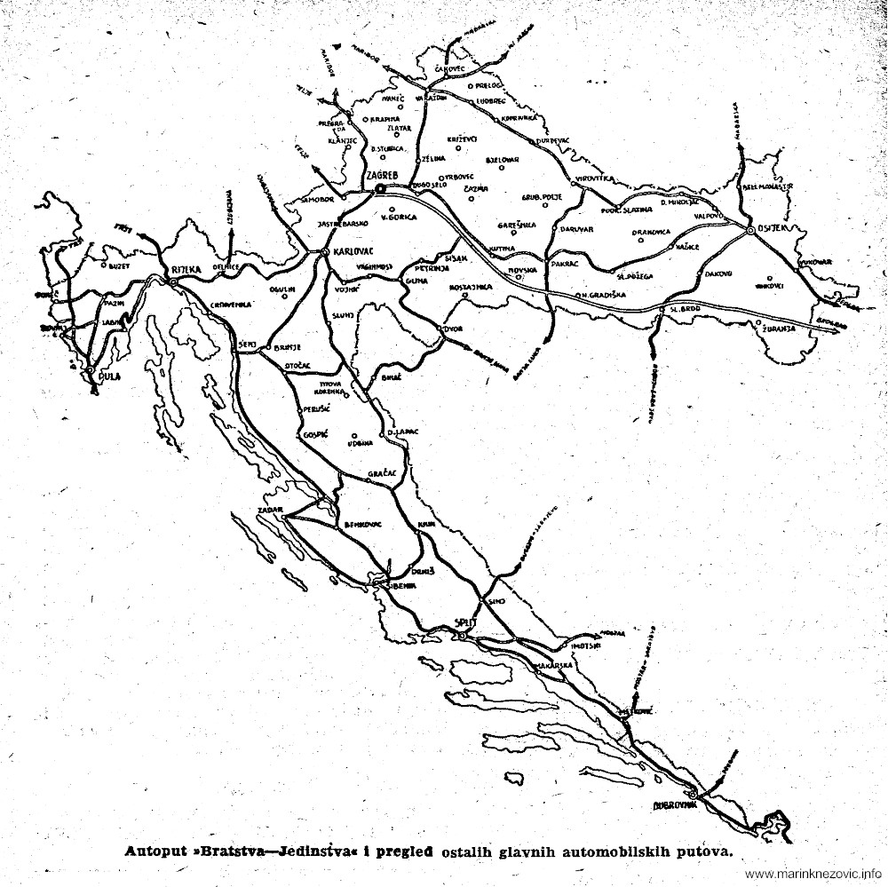 Mreža cesta u Narodnoj Republici Hrvatskoj