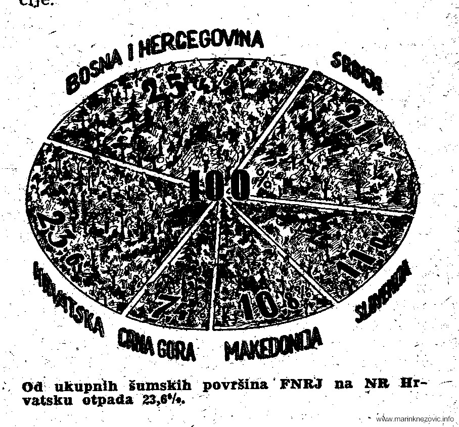 Udio šumskih površina po republikama u Jugoslaviji 1953.
